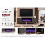 Quattro Home Delora Elektrikli Şömineli Tv Ünitesi 180 cm Antrasit Modern Dalgalı Kapaklı Tv Sehpası - Gri