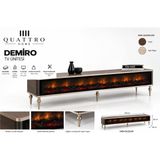 Quattro Home Demiro Elektrikli Şömineli Tv Ünitesi 160 cm Açık Meşe Metal Ayaklı Modern Tv Sehpası - Kahverengi