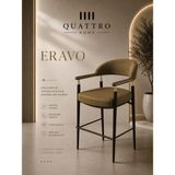 Quattro Home Eravo Modern Bar Sandalyesi Ahşap Kollu Metal Ayaklı Ergonomik Sandalye - Haki