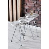 QUATTRO HOME Gümüş Metal Ayaklı Mermer Desenli 3'lü Zigon Sehpa Takımı