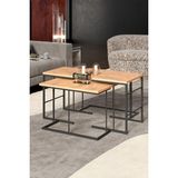 Quattro Home Kahverengi Çam Desenli 3'lü Orta Sehpa ve Zigon Sehpa Seti