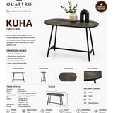 Quattro Home Kuha 110 cm Ahşap Desenli Siyah Metal Ayaklı Dresuar