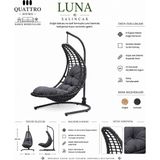 Quattro Home Luna Rattan Bahçe ve Balkon Salıncağı Antrasit