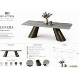 Quattro Home Lunera 200×95 cm Gri Mermer Desenli Seramik Tablalı Konik Metal Ayaklı 6–8 Kişilik Yemek Masası