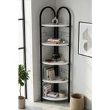 Quattro Home Metal İskeletli 5 Raflı Köşe Kitaplık ve Çiçeklik - Beyaz
