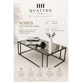 Quattro Home Noiris Dikdörtgen Ayna Yüzey Orta Sehpa Siyah Metal Ayaklı 120X70X45 cm