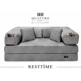 Quattro Home Resttime Modüler Süngerli Koltuk 180X90X63 cm Cepli Modern Oturma Koltuğu - Yumuşak Sünger, Çok Amaçlı Salon ve Ofis Koltuğu - Gri