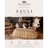 Quattro Home Saulı Saçaklı Bench 35X80 cm Oval Form Hasır Dokulu Dekoratif Puf Bench - 35 x 80 cm