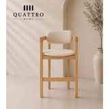 Quattro Home Solenne Masif Dişbudak Ahşap Krem Döşemeli Bar Sandalyesi