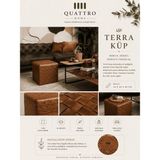 Quattro Home Terra Küp Deri Puf 40X40X40 cm Dekoratif Deri Oturma Pufu