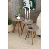 Quattro Home Torna Ayaklı Yuvarlak Zigon Sehpa Seti - Bej