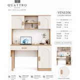 Quattro Home Venedik Kitaplıklı Çalışma Masası - Krem - Meşe - 120 x 165 x 57 cm