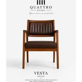 Quattro Home Vesta Masif Kayın Ahşap Kollu Kahverengi Döşemeli Sandalye