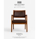 Quattro Home Vesta Masif Kayın Ahşap Kollu Kahverengi Döşemeli Sandalye