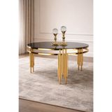 Quattro Home Yuvarlak Sütun Orta Sehpa – Metal Ayaklı Siyah Cam Tabla
