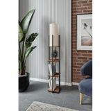 QUATTRO Lambader – Modern Dört Ayaklı Tasarım, Doğal Ahşap Görünümlü Ceviz Gövde, Kompakt Kare Taban (23x23 cm), 135 cm Yükseklik, E27 Duy Tipi Uyumlu, LED Ampul ile Kullanılabilir (Ceviz)