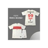 Quaxram Özel Baskılı Türkiye 2026 Dünya kupası Çocuk 4'lü Set Futbol Forması - BEYAZ