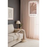 QUBA DECO Natural Modern File Dokulu Keten Tül Perde 1X3 SIK PİLELİ Salon Oturma Odası Yatak Odası Çocuk Odası