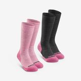 Quechua Çocuk Outdoor Uzun Termal Çorap - Pembe/Turuncu - 2 Çift - SH100 Mid