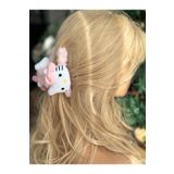 QUEEN AKSESUAR 3d oyuncaklı lüks marka moda Hello kitty kedili peluş tüylü mandal toka kadın çocuk tokası pembe