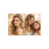 QUEEN AKSESUAR Crystal Candy lüks altın Metal yuvarlak gold sarı Kristal cam taşlı taç kadın Saç Tacı