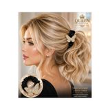 QUEEN AKSESUAR Kristal Taşlı metal Kelebek Figürlü Kadife Lastik Toka Siyah Scrunchie Saç Tokası
