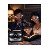 QUEEN AKSESUAR Lüks geniş kenarlı Şeffaf beyaz Işıklı kitap Okuma Gözlüğü Çocuk ve Yetişkin Uyumlu şeffaf Kutulu
