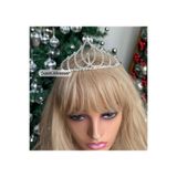 QUEEN AKSESUAR Lüks metal gümüş kristal tepelik motifli taşlı prenses kraliçe gelin doğum günü tacı taç çocuk