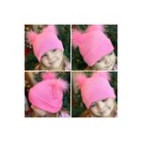 QUEEN AKSESUAR moda ayarlanabilir ölçülü lol bebek ponponlu tüylü pon pon bere şapka çocuk bebek neon pembe 0-6
