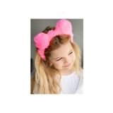QUEEN AKSESUAR Peluş Pofuduk Tüylü Pon Pon Çocuk Tacı Ponpon Taç Neon Pembe