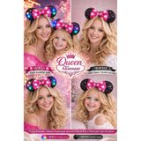 QUEEN AKSESUAR Renkli led Işıklı Minnie Kulaklı Taç pembe beyaz Fiyonk pullu Payetli Parti Doğum Günü Tacı