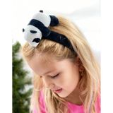 Queen Aksesuar Sevimli Büyük Pofuduk Panda 3D Peluş Taç Siyah Beyaz Kadife Yetşkin Çocuk Tacı