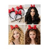 QUEEN AKSESUAR Sevimli Minnie mouse Kırmızı Puantiyeli Fiyonklu Bombeli Süngerli Taç Peluş Hacimli Çocuk kadın tacı
