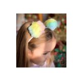 Queen Aksesuar Soft Pastel Renkli Gökkuşağı Unicorn Pon Pon Çocuk Tacı Metal Ponpon Taç