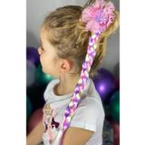 QUEEN AKSESUAR Unicorn Simli Deniz Kızı Midye Kabuğu Parlak Uzun Örgü Lastikli Çocuk Saç Postiş Toka