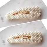 QUEEN AKSESUAR Yeni trend moda büyük klips çıtçıtlı incili 2 Li yan toka set açık üçgen