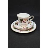 Queen Anne Yeşil Pembe Floral Vintage Çay Fincanı 3 Parça - 200 ml