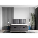 Queen Bee Napol Gri Peluş Pedli Pocket Yaylı Ortopedik Yatak - 100 x 200 cm