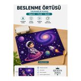 Queen Jera Astronot ve Uzay Desenli Çocuk Beslenme Örtüsü 30x45 cm Okul - Kreş Yıkanabilir Kumaş