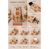 Queen Jera Mini Büzgülü Bez Kese - Çok Amaçlı Telefon, Gözlük, Tarot Kartı Ve Makyaj Çantası (12x20 cm)