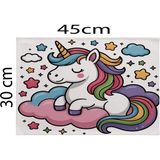 Queen Jera Renkli Sevimli Unicorn Desenli Beslenme Örtüsü Anaokulu ve Ilkokul Yıkanabilir - 0 - 30 x 45 - Diktörtgen