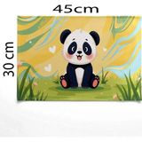 Queen Jera Sevimli Panda Renkli Okul Beslenme Örtüsü Yıkanabilir Kumaş Dayanıklı 30 x 45 cm - Diktörtgen