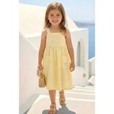 Queen Kids Kız Çocuk Askılı Cepli Midi Elbise Sarı - 5 - 6 Yaş