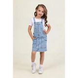 Queen Kids Kız Çocuk Kot Salopet Yıldızlı Elbise Mavi - 4 - 5 Yaş