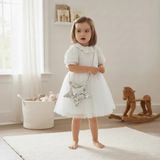 Queen Kids Kız Çocuk Pullu Çantalı 2'li Elbise Beyaz - 5 Yaş