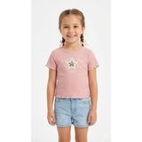 Queen Kids Kız Çocuk Pullu Yıldızlı Kaşkorse Body Pudra - Toz Pembe - 4 - 5 Yaş