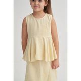 Queen Kids Queenkids Kız Çocuk 20459 Keten Volanlı Bluz Sarı - 5 - 6 Yaş
