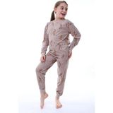 Queen Kids Queenkids Kız Çocuk PJ-31229 Pijama Takımı Ceylan Kahve - 4 - 5 Yaş - Kahverengi