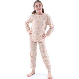 Queen Kids Queenkids Kız Çocuk PJ-31231 Pijama Takımı Kalp Bej - 4 - 5 Yaş