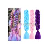 Queen Nelly 3lü trend jumbo unicorn renkli gökkuşağı örgü seti mavi pembe mor Afrika Brezilya örgüsü postiş